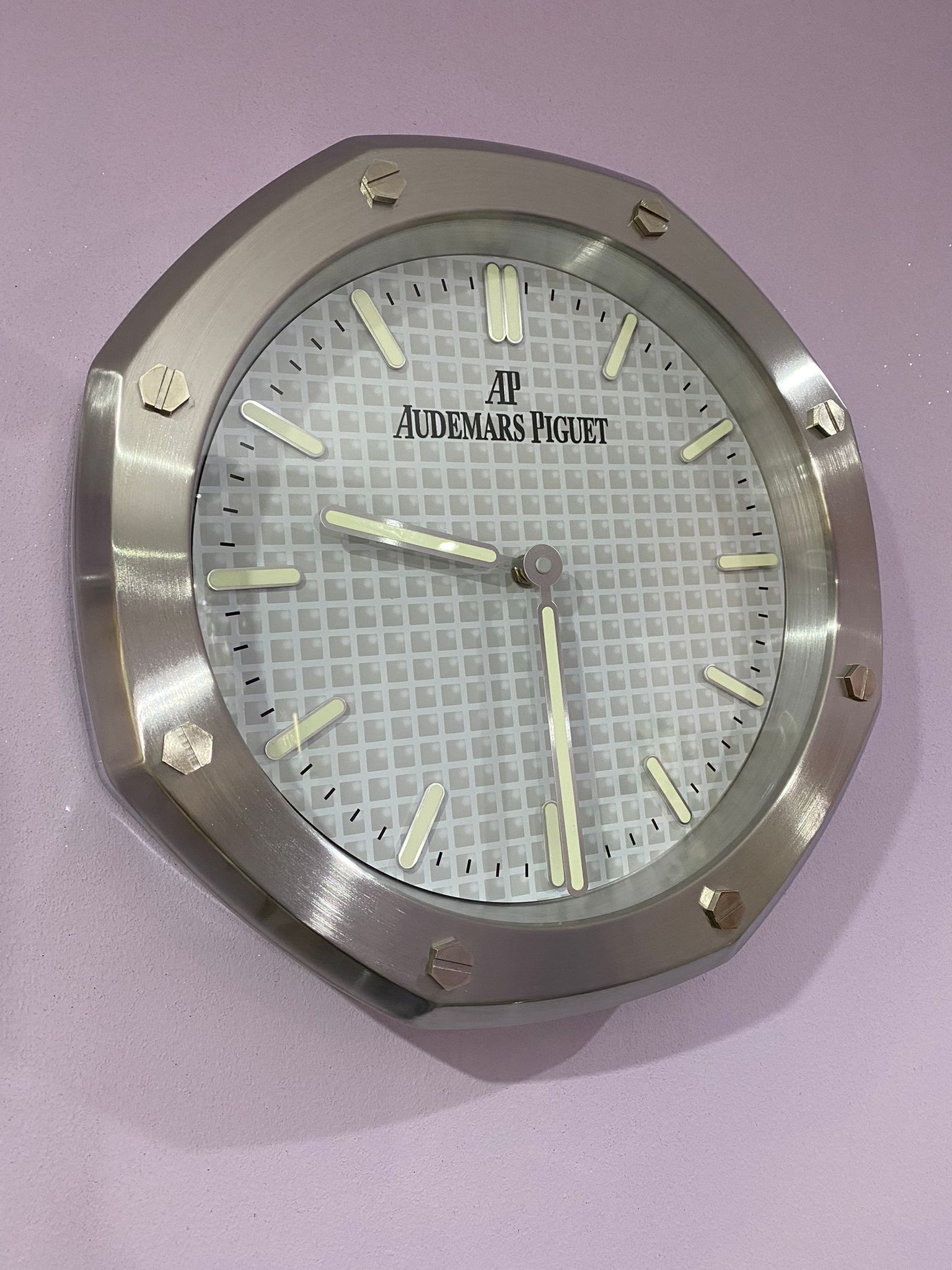 AP Series,Satin Silver & White Face Wall Clock AP Series,Satin Silver & White Face Wall Clock