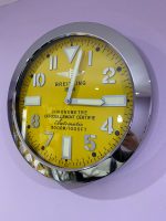 BREITLING Wall Clock Series,Silver Crome & Yellow face Wall Clock