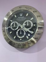 Luxury wall clock | Rolex Daytona satin silver bezel with Black face