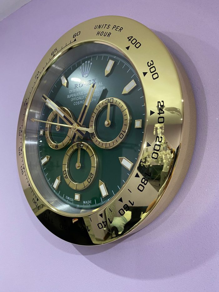 Luxurious wall clock Rolex Daytona in gold bezel with Black face