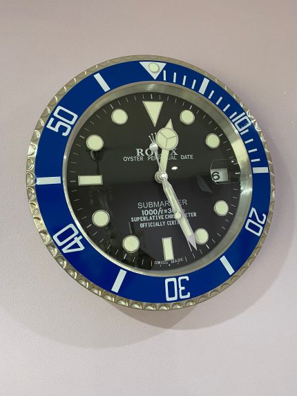 Luxurious wall clock Rolex Submariner blue bezel with black