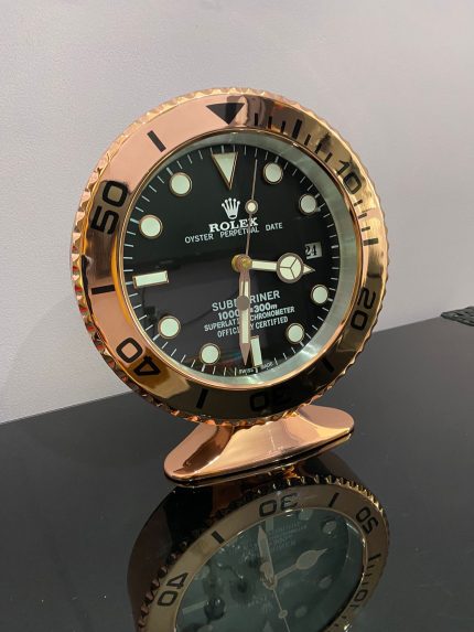 Luxurious wall table - desk top clock | Rolex submariner gold bezel with black face