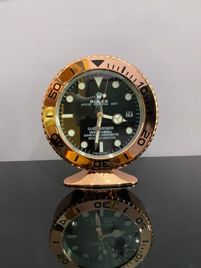 Luxury wall table - desk top clock | Rolex submariner gold bezel with black face