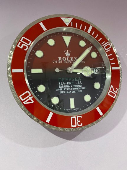 Luxurious wall clock | Rolex Dweller in Plum Red bezel with black face