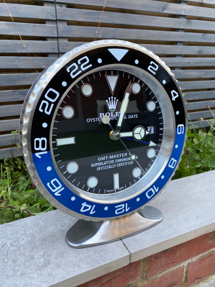 Luxurious wall table - desk top clock | Rolex GM MASTER II black - blue bezel with black face