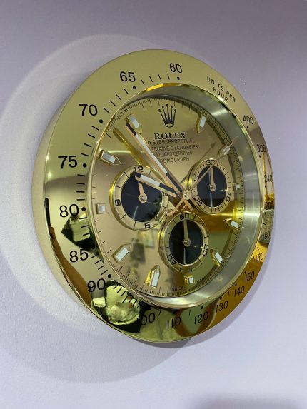 Luxury wall clock | Rolex Daytona in gold bezel with gold face