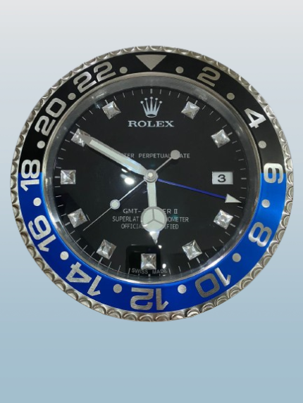 GM MASTER II Wall Clock | Black – Blue bezel and black face (DIAMOND DIAL)