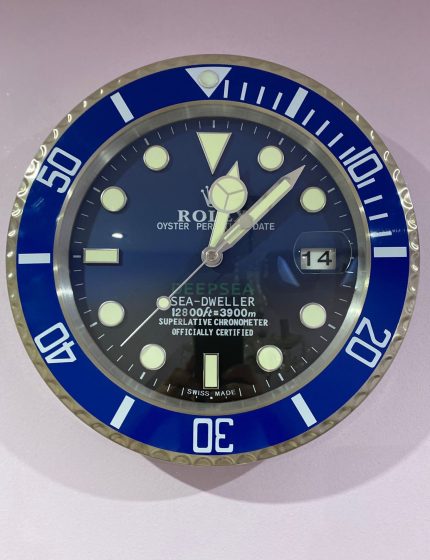 luxury wall clock | Rolex Dweller deep sea blue bezel with blue face