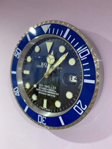 luxury wall clock | Rolex Dweller deep sea blue bezel with blue face