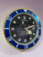 luxury wall clock | Rolex Submariner blue - gold bezel with black