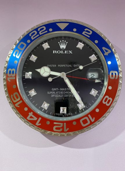 luxury wall clock | Rolex GM MASTER II blue - red bezel with black (PEPSI)