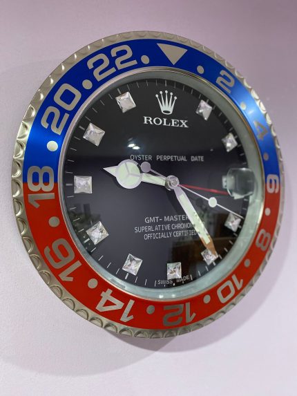 luxury wall clock | Rolex GM MASTER II blue - red bezel with black (PEPSI)