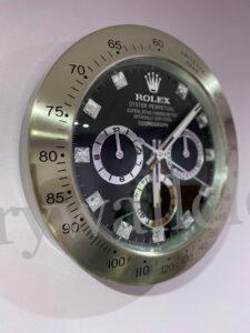 Rolex Daytona Wall Clock Series, Satin silver bezel with black face.
