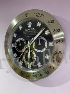 Rolex Daytona Wall Clock Series, Satin silver bezel with black face.
