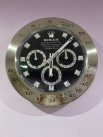 Rolex Daytona Wall Clock Series, Satin silver bezel with black face.