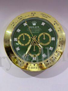 Rolex Wall Clock Daytona Green Dial Yellow Gold Bezel