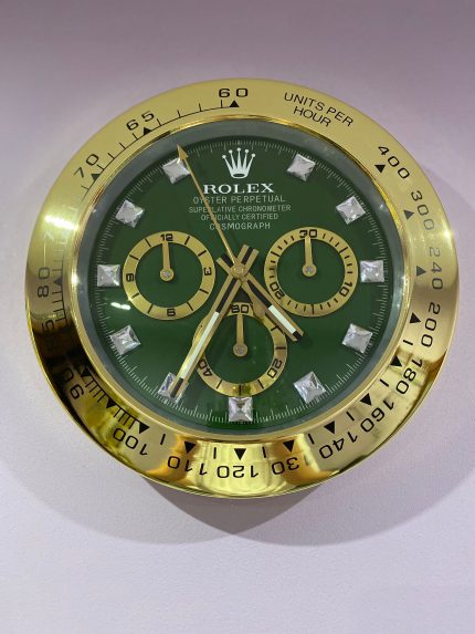 Rolex Daytona Wall Clock Series, Yellow gold bezel with Green face