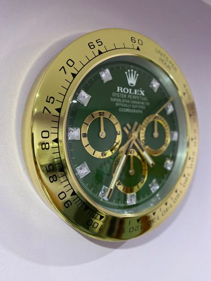 Rolex Daytona Wall Clock Series, Yellow gold bezel with Green face