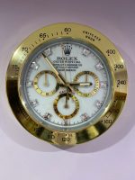 Rolex Daytona Wall Clock Series, Yellow gold bezel with white face.