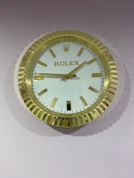 Gold Wall Clock - Silent Rolex Style Modern Design 35cm
