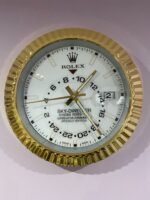 luxury wall clock | Rolex Sky dweller in Yellow gold bezel with white face