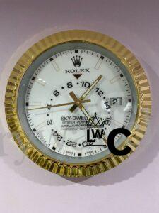 Rolex Rolex wall clock Sky-Dweller Style – Yellow Gold Bezel with White Face 