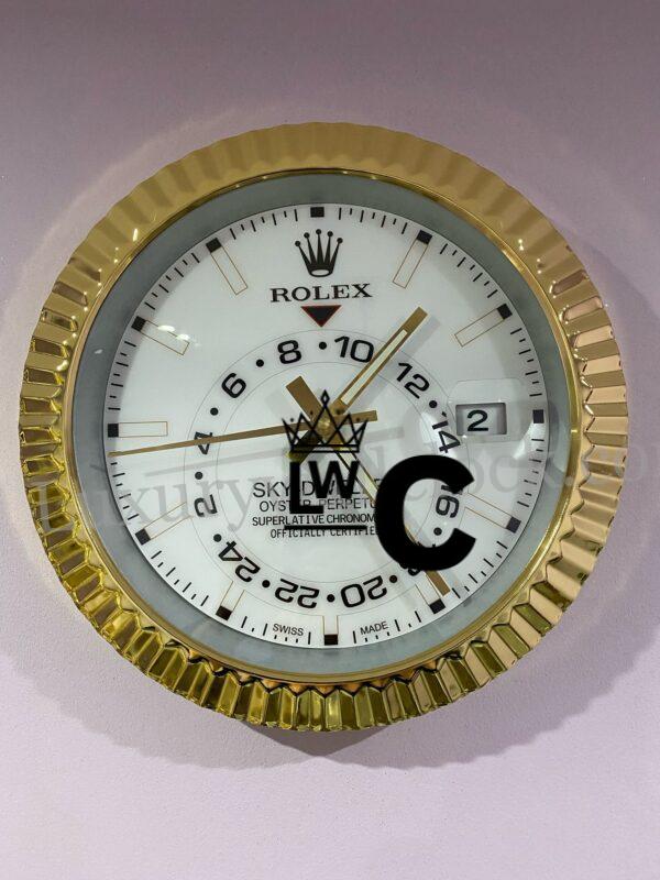 Rolex Rolex wall clock Sky-Dweller Style – Yellow Gold Bezel with White Face 