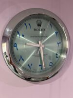 OYSTER PERPETUAL Wall Clock IN SILVER Crome stainless steel with black face. - Image 3