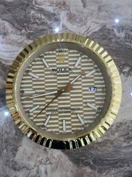 Luxury Rolex Oyster Wall Clock Steel and Yellow Gold