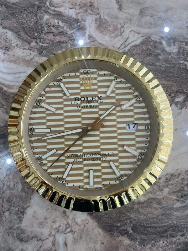 Luxury Rolex Oyster Wall Clock Steel and Yellow Gold