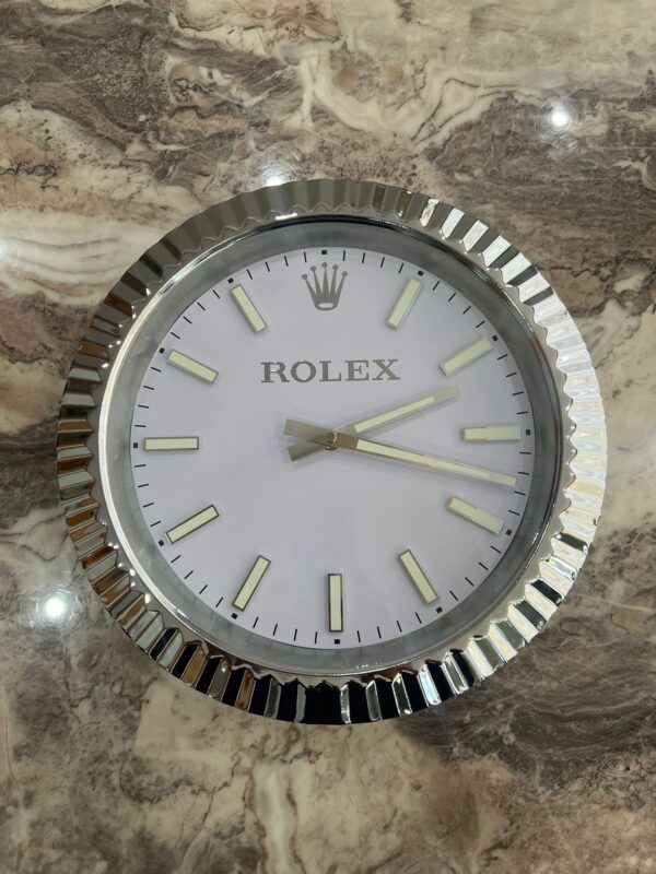 Luxury Rolex Oyster Wall Clock Steel and Platinum Silver