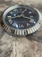 Luxury Rolex Datejust  Wall Clock in Platinum Silver Bezel - Black face - Image 2
