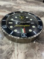 Luxurious Wall Clock in LAMBORGHINI in Black bezel with Black Face white dials - Image 2